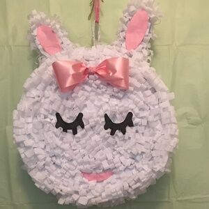 Pink Bow Easter Bunny Face  Pinata